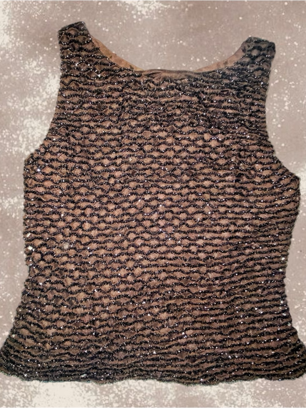 BCBG Metallic Black and Brown Sleeveless Knit Tank
